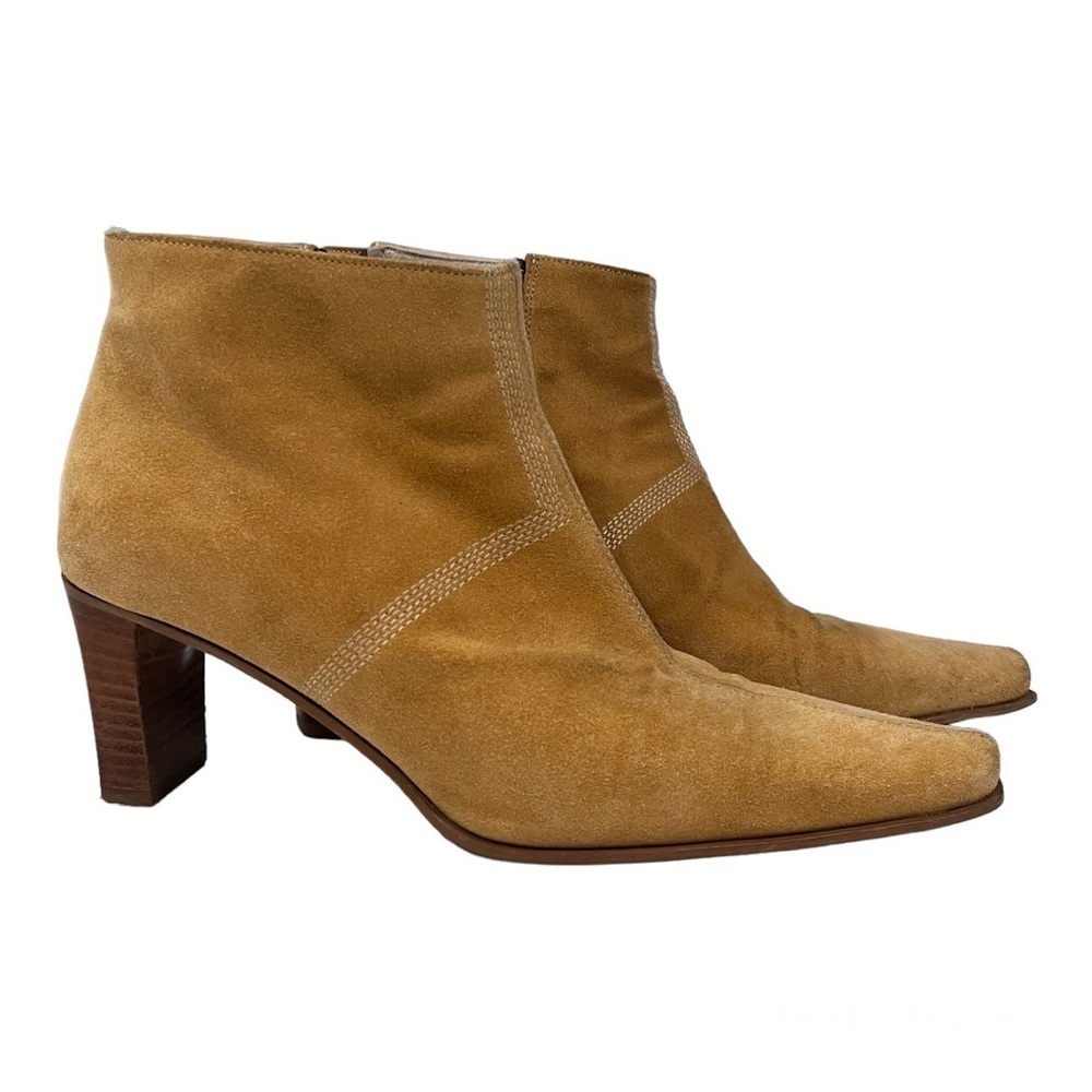 Ecco Tan Cream Heeled Boots with Suede Finish